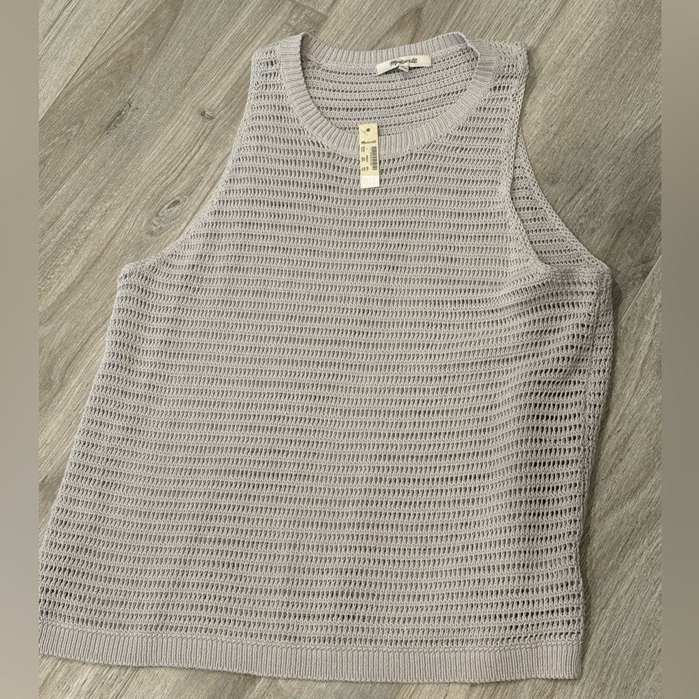 NWT MADEWELL OPEN KNIT TANK, GREY SIZE LARGE